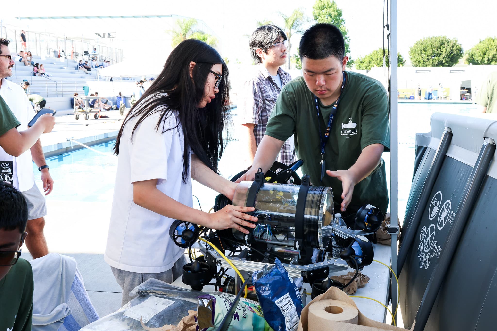 Team preparing AUV poolside at RoboSub 2025