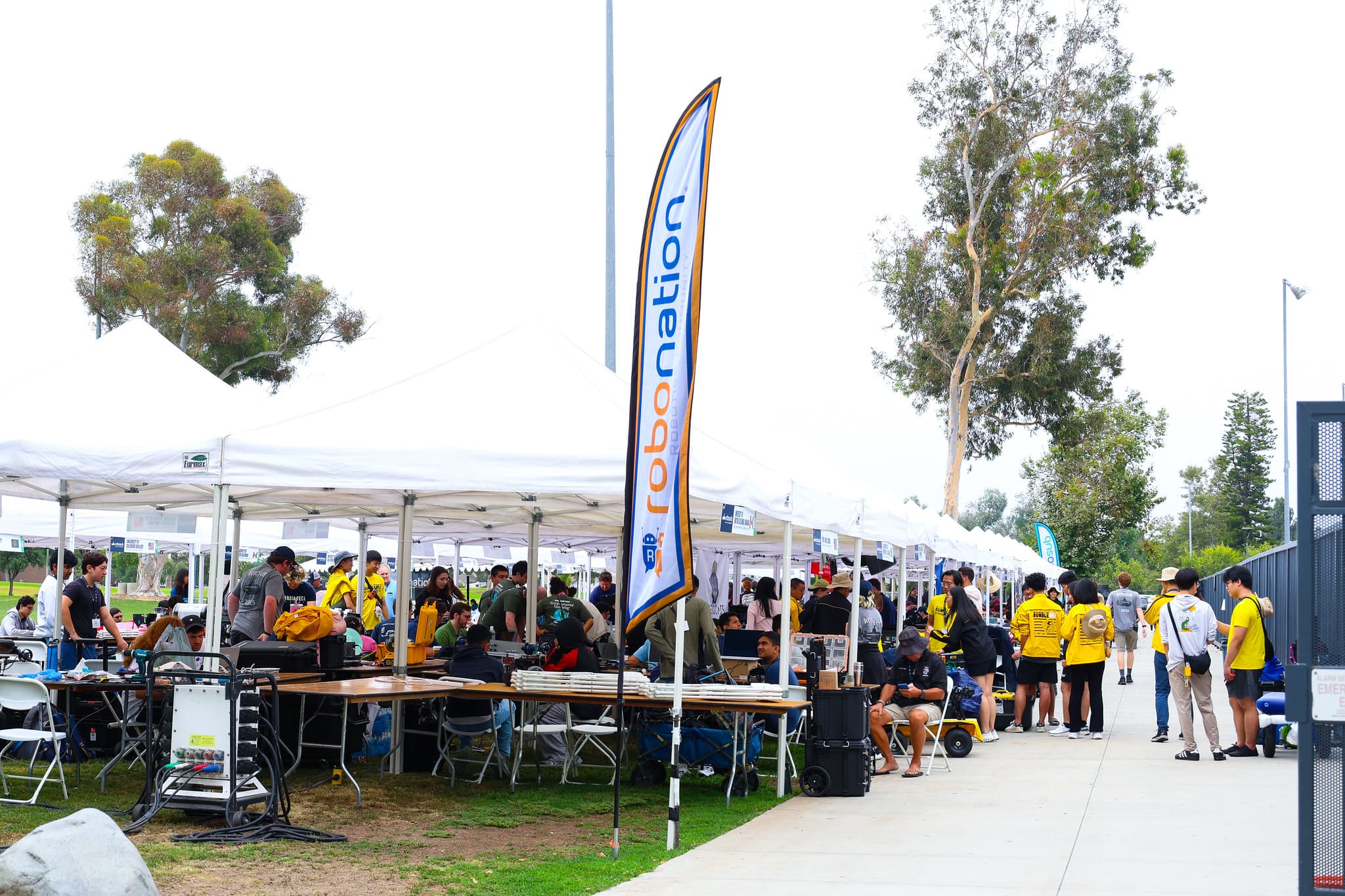 RoboNation competition tents with teams