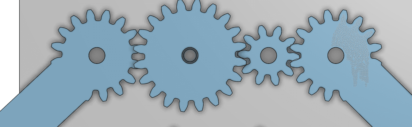 Four-gear series train with an idler gear