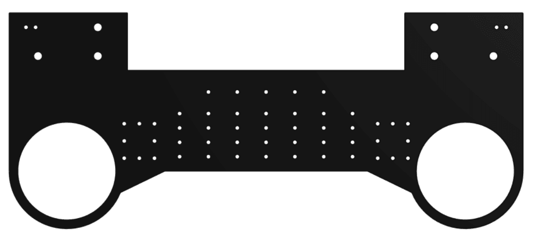 CAD render of ORCA’s mounting plate with a grid of holes