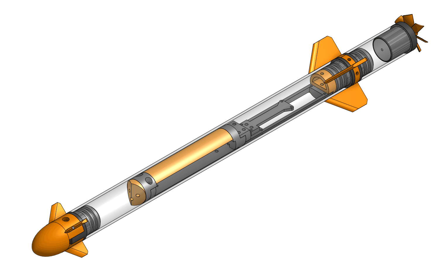 Cutaway CAD render of the electric torpedo proof of concept